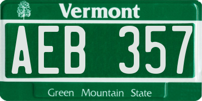 VT license plate AEB357