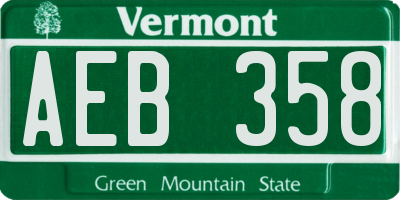 VT license plate AEB358