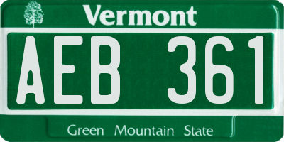 VT license plate AEB361