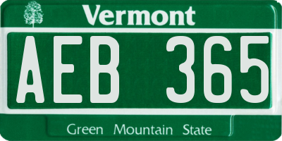 VT license plate AEB365