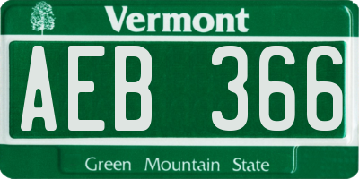 VT license plate AEB366