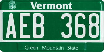 VT license plate AEB368