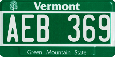 VT license plate AEB369