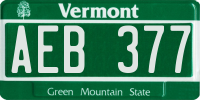 VT license plate AEB377