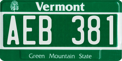 VT license plate AEB381