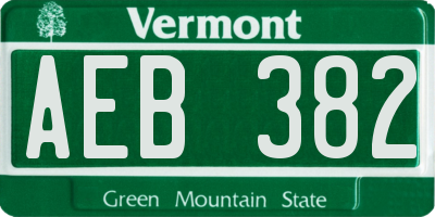 VT license plate AEB382