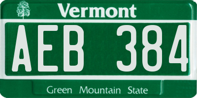 VT license plate AEB384
