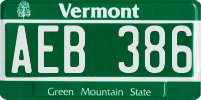 VT license plate AEB386