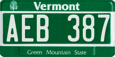 VT license plate AEB387