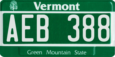 VT license plate AEB388