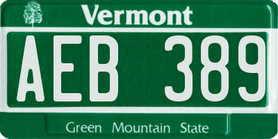 VT license plate AEB389