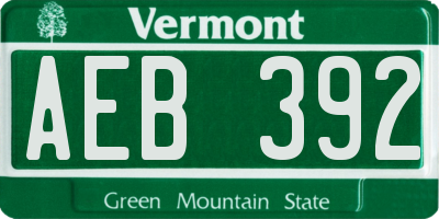 VT license plate AEB392