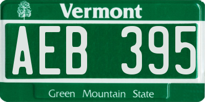 VT license plate AEB395