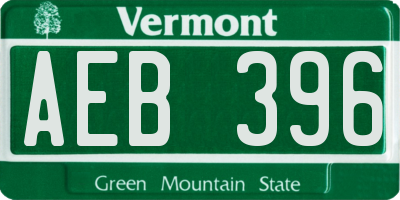 VT license plate AEB396