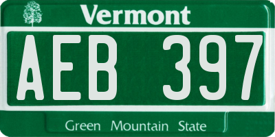 VT license plate AEB397