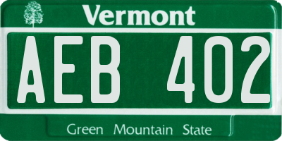 VT license plate AEB402