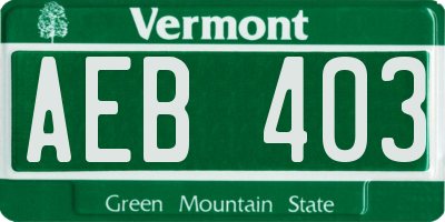 VT license plate AEB403