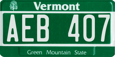 VT license plate AEB407