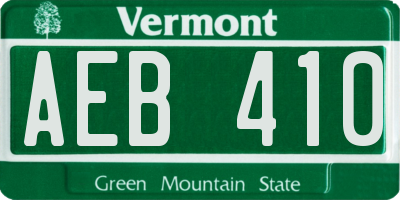 VT license plate AEB410