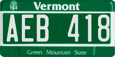 VT license plate AEB418