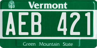 VT license plate AEB421