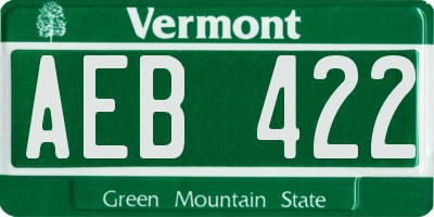 VT license plate AEB422