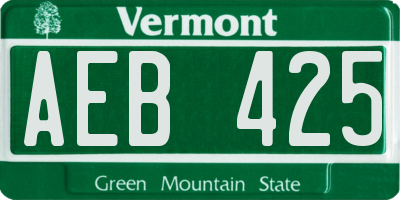 VT license plate AEB425