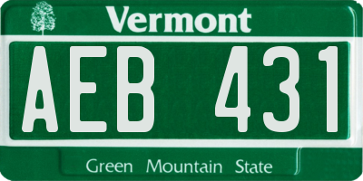VT license plate AEB431