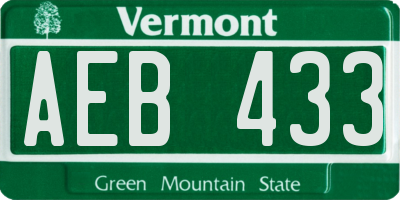 VT license plate AEB433