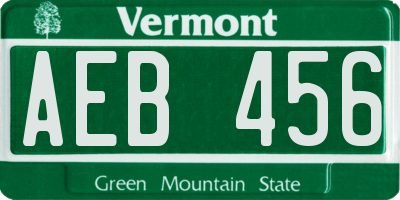 VT license plate AEB456