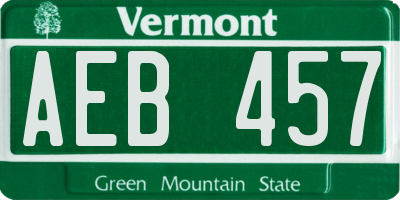 VT license plate AEB457