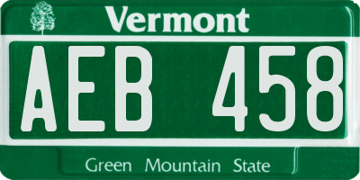 VT license plate AEB458