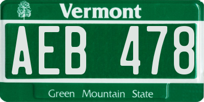 VT license plate AEB478