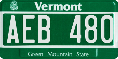 VT license plate AEB480