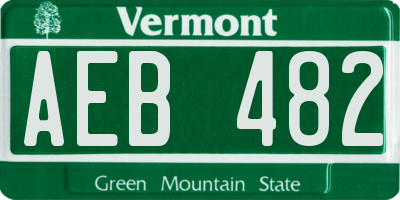 VT license plate AEB482