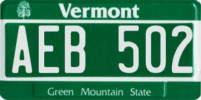 VT license plate AEB502