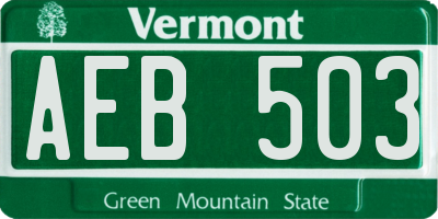 VT license plate AEB503