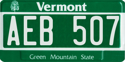 VT license plate AEB507