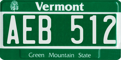 VT license plate AEB512