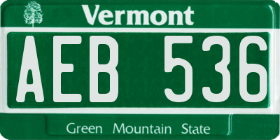 VT license plate AEB536
