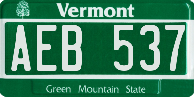 VT license plate AEB537