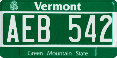 VT license plate AEB542