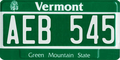 VT license plate AEB545