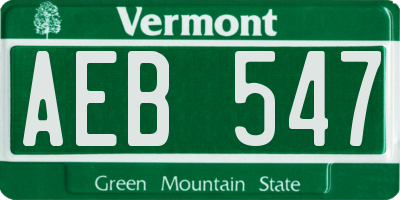 VT license plate AEB547