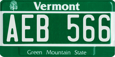 VT license plate AEB566