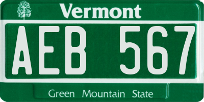 VT license plate AEB567
