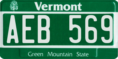 VT license plate AEB569
