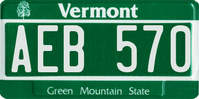 VT license plate AEB570