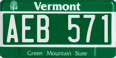 VT license plate AEB571