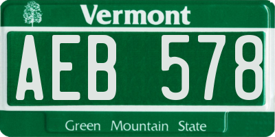 VT license plate AEB578